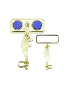 Rectangle Wing Mirror Gold Left Blue Reflectors.